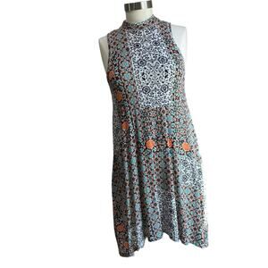 Anthropologie Maeve Lilt High Neck Swing Dress XS Boho Floral Jersey Knit